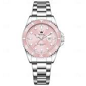 billiga Kvartsklockor-Mors Dag Gåva OLEVS Kvinnor Kvartsur Kreativ Minimalistisk Lyx Casual Kalender Datum Vattentålig Dekoration Rostfritt Stål Armbandsur