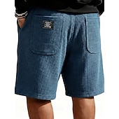 abordables Shorts décontractés-Homme Gauffré Shorts d'été Shorts de plage Cordon de serrage Taille Élastique Jambe Droite Uni Confort Doux Longueur Genou Quotidien Plage Mode Chic &amp; Moderne bleu marine Non Elastique