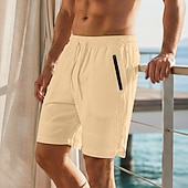 preiswerte Urlaub-Herren Shorts Leinenshorts Sommershorts Strandshorts Kordelzug Tasche Elastischer Bund Einfach Einheitliche Farbe Komfort Atmungsaktiv Kurz Lässig Täglich Ferien Mode Klassicher Stil Blau Weiß