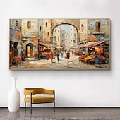 olcso Tájképek-kézzel készített olajfestmény vászon faldekoráció építészet utcakép lakberendezéshez keret nélküli, feszítetlen festmény