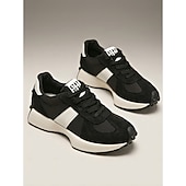 billiga Damsneakers-dam retro vit &amp;grå platåsneakers - avslappnade grova pappaskor med svart kontrastrand för dagligt streetwear, urban pendling &amp;stadsvandring