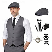 Недорогие Наряды-Бурные 20-е 1920-е годы Ретро Инвентарь Жилет Набор аксессуаров барин Гангстер Маскарадный костюм Муж. Карнавал Маскарад Коктейльная вечеринка Тематическая вечеринка Взрослые