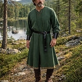 economico Outfit-Set Retrò Vintage Medievale Rinascimento Cintura in Vita Polsino Tunica con accessori Lunghe Vichingo Ranger Costume Per uomo Fantasia Halloween Carnevale Fiera Rinascimentale LARP Festa a tema retrò