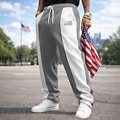 ieftine Picior drept-Bărbați Pantaloni Sport Pantaloni de sport cu picior drept Cordon Buzunar Talie elastică Bloc Culoare Steag Național Confort Lungime totală Casual Zilnic În aer liber Vacanță Modă Negru Roșu-aprins