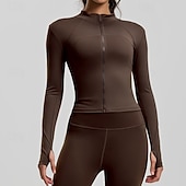 economico Giacche da corsa-Per donna Tinta unita Giaccia da corsa Giacca da esterno Giacca sportiva Estate Primavera Autunno Cerniera completa Snello Manica Lunga Asciugatura Rapida Leggero Elastico Traspirante Palestra Corsa