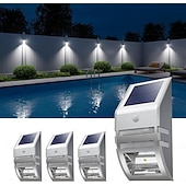 abordables Aplique de pared para exterior-Luces solares de acero inoxidable para cercas, para exteriores, impermeables, con sensor de movimiento, para postes de patio, terrazas, porches, barandillas de escaleras, muelles, portones, pasarelas,