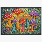 cheap Doormats-Faux-Embroidered Mushroom Doormat Magical Vibrant Forest of Colorful Toadstools Welcome Mat for Entryway
