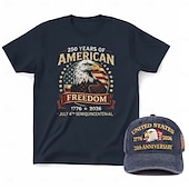  Amerikansk 250-årsjubileumströja och basebollkeps - USA:s flagga, örngrafik, tröja 1776-2026, patriotisk för män och vuxna, för självständighetsdagen