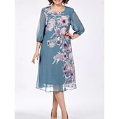 economico Abiti floreali-Per donna Abito Midi Abito a Tubino Vacanza Casual All'aperto Uscire Vestibilità comoda Floreale Mezza Manica Girocollo Blu Blu chiaro Nero Estate Primavera Autunno
