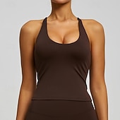 abordables Soutien-Gorges de Sport-Femmes Soutien Moyen Débardeur Rembourré Brassières et Soutiens-gorge/Sport Mince Top Rembourré Salle de sport Exercice Course Léger Élastique Respirant Noir Blanche Rouge Couleur Unie