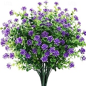 זול פרח מלאכותי-6 חבילות פרחים מלאכותיים פרחים מזויפים חיצוניים לקישוט עמיד בפני UV ללא דהייה צמחי פלסטיק מלאכותיים גינה למרפסת חלון עיצוב ארגזי חלון