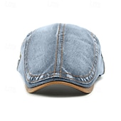 voordelige Herenhoeden-Voor heren Platte pet Ascot-hoed Krantenverkoper hoed Zwart Marineblauw Denim Modieus Casual Straat Dagelijks Effen Verstelbaar Zonbescherming Ademend