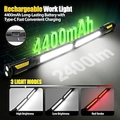 ieftine Lanterne-Lampă de lucru pentru mecanic, LED 2400lm, reîncărcabilă 4400mah, magnetică, lanternă de lucru sub capotă cu cârlige pentru reparații/inspecții/garaj/atelier/urgență auto