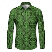 abordables Hauts-Rétro Vintage Années 1970 Chemise Chemise Aloha Manches longues Hippie Géométrique Déguisement Homme Mascarade Festival de Musique Soirée Tenue quotidienne Adulte Chemise