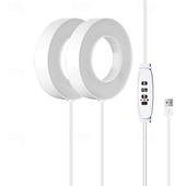 baratos Luz LED Ambiente-Luminária de cultivo LED circular com 1/2/3/4 LEDs, 48 LEDs, temporizador de 3/9/12 horas, 3 modos de cor, brilho ajustável, alimentação USB 5V, ideal para plantas de interior, hidroponia, hortaliças