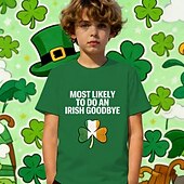 cheap St. Patrick's Tops-St. Patrick St. Paddy's Day Boys' 3D Graphic Letter T shirt Tee Short Sleeve 3D Print Summer Spring Sports Fashion Streetwear Kids 4-12 Years Crew Neck Casual Daily Outdoor Regular Fit