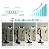 preiswerte Leselampen-1 LED-Klemmleuchte, 48 LEDs, 3 Farbmodi, Helligkeit einstellbar, flimmerfrei, augenschonend, 5V USB-Stromversorgung, geeignet für Arbeitszimmer, Büro, Nachttisch, Live-Stream-Beleuchtung