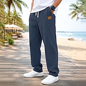 abordables pantalons décontractés-Homme Pantalon en velours côtelé Pantalon décontracté Cordon de serrage Jambe Droite Couleur Unie Confort Longueur complète Occasionnel Quotidien Extérieur Vacances Mode Bleu Noir Élastique