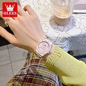 billiga Kvartsklockor-Mors Dag Gåva OLEVS Kvinnor Kvartsur Kreativ Minimalistisk Lyx Casual Kalender Datum Vattentålig Dekoration Rostfritt Stål Armbandsur