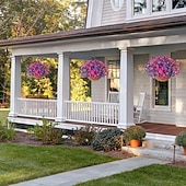 cheap Artificial Flower-12 Bundles Artificial Flowers Morning Glory for Outdoors Fake Plants Outside Decoration, Silk Colorful Flower with Eucalyptus UV Resistant Realistic Faux Flowers for Planter Porch Patio Yard Garden