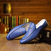 baratos Socas e Mules para Homem-Mocassins masculinos vermelhos em couro sintético – design elegante com perfurações para maior respirabilidade, perfeitos para o escritório, eventos formais e passeios casuais.