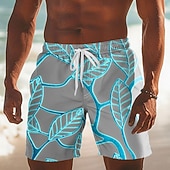 abordables Plantas y Flores Tropicales-Hombre Hoja de palma Hojas de palma de coco Boxers de Natación Pantalones de Natación Pantalones de Surf Media cintura Hawaiano vacaciones en la playa Bolsillos laterales Forro de malla Cintura