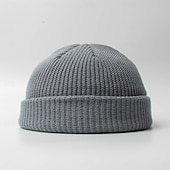 baratos Chapéu para Homem-Masculino Chapéu mole Tampão de Melão Azul Preto 100% Acrílico Franzido Listas Roupa de Malha Férias Casual Casual Diário Streetwear Tecido Térmico / Quente