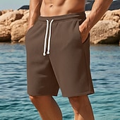 economico Pantaloncini casual-Per uomo Nido d'ape Shorts Pantaloncini Estivi Shorts da Spiaggia Coulisse Elastico in vita Gamba Dritta Semplice Comodità Morbido Lunghezza al ginocchio Quotidiano Spiaggia Moda Chic &amp; Moderno Blu
