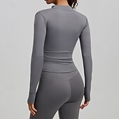 economico Giacche da corsa-Per donna Tinta unita Giaccia da corsa Giacca da esterno Giacca sportiva Estate Primavera Autunno Cerniera completa Snello Manica Lunga Asciugatura Rapida Leggero Elastico Traspirante Palestra Corsa