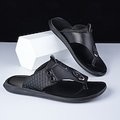 Недорогие Повседневные сандалии-Стильные мужские шлепанцы из искусственной кожи, дышащий дизайн, идеально подходящие для летнего отдыха на пляже и у бассейна.