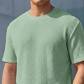 halpa perus t-paidat-Miesten T-paita Lihaspaita Ribbineulos T-paita Lyhythihainen Lyhyt hiha Tiukka pyöreä kaula-aukko Kesä Tavallinen Pintakäsitelty Pit Strip Muoti Suunnittelija Perus Crewneck Kausaliteetti Loma Katu