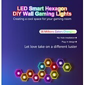 رخيصةأون أضواء زخرفية ذكية-٦/٨/١٠/١٢/٢٤ قطعة من مصابيح قرص العسل السداسية، ألواح جدارية LED تعمل بالصوت، إضاءة RGB معيارية يمكنك تركيبها بنفسك، تحكم عبر تطبيق بلوتوث، ديكور لغرفة الألعاب، غرفة النوم، غرفة المعيشة، تعمل بمنفذ