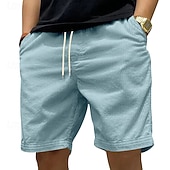 preiswerte Lässige Shorts-Herren Shorts Freizeitshorts Cordshorts Tasche Elastischer Bund Rein Einfach Vertikale Streifen Komfort Atmungsaktiv Über dem Knie Lässig Outdoor Strand Urlaub Mode Schwarz Weiß Mikroelastisch