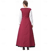 economico Vestito-Retrò Vintage Medievale Rinascimento Lunghezza al pavimento Vestito Lunghe Vichingo Allacciato Costume Per donna Fantasia Halloween Carnevale Fiera Rinascimentale LARP Festa a tema retrò Adulti