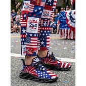  Verenigde Staten 250e Verjaardag Heren America Atletische Sneakers - USA Vlag Print Lichtgewicht Hardloopschoenen Gevoerde Zool Patriottische Trainers voor 4e Juli Vieringen Parades