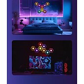 رخيصةأون أضواء زخرفية ذكية-٦/٨/١٠/١٢/٢٤ قطعة من مصابيح قرص العسل السداسية، ألواح جدارية LED تعمل بالصوت، إضاءة RGB معيارية يمكنك تركيبها بنفسك، تحكم عبر تطبيق بلوتوث، ديكور لغرفة الألعاب، غرفة النوم، غرفة المعيشة، تعمل بمنفذ