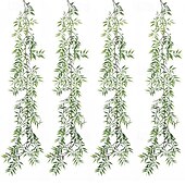 رخيصةأون نباتات صناعية وخضرة-أربع حزم من النباتات الاصطناعية المعلقة، تشمل نباتات الخيزران، وأوراق الكينا، ونباتات اللبلاب، ونباتات اللبلاب الاصطناعية، وديكورات الغرف، وديكورات الحدائق المنزلية، وحفلات الزفاف، والديكورات الداخلية