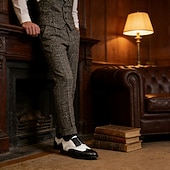 baratos Sapatos Brogue-sapatos oxford brogue preto e branco masculinos com design wingtip, detalhes perfurados para eventos formais e festas casamentos