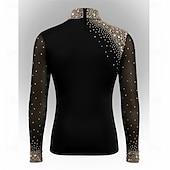 cheap Boys&amp;Men Figure Skating Costumes-Figure Skating Top Men's Ice Skating Tops Black Patchwork Stretchy Training Competition Skating Wear Classic Crystal / Rhinestone Long Sleeve Ice Skating Figure Skating