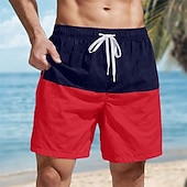 cheap Men's Swim Shorts-Men's Swim Trunks Boxer Swim Shorts Shorts Color Block Plain Comfort Breathable Above Knee Casual Beach Swimming Vacation Fashion Navy Blue Red Micro-elastic