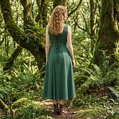 voordelige Jurk-Retro vintage Middeleeuws Renaissance Tot de grond Jurken Mouwloos Fee Kostuum Dames Fantasie Halloween Carnaval Renaissance beurs LARP Volwassenen Kleding