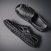 preiswerte Lässige Sandalen-Weiße, perforierte Herren-Freizeitschuhe aus Kunstleder, leichte, atmungsaktive Loafer für sommerliche Mode und legere Treffen
