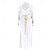 preiswerte Kleid-19. Jahrhundert Regency-Zeit Knöchellänge Kleid Kurze Ärmel Prinzessin Dame Edelfrau Einfarbig Quadrathals Kostüm Damen königlich Halloween Karneval Teegesellschaft LARP Renaissance-Messe Erwachsene