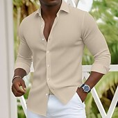 voordelige heren overhemd met knopen-Voor heren Overhemd Corduroyshirt Overhemd met knopen Marineblauw Blauw Lange mouw Effen Strijkijzer Casual Dagelijks Button-omlaag Kleding Katoen Modieus Streetwear Klassiek Casual