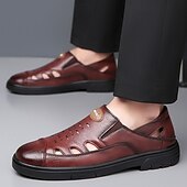 economico Sandali casual-sandali da uomo marroni senza lacci, tomaia traspirante con design casual, comodi per avventure all'aria aperta, abbigliamento casual e attività estive