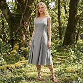 voordelige Jurk-Retro vintage Middeleeuws Renaissance Tot de grond Jurken Mouwloos Fee Kostuum Dames Fantasie Halloween Carnaval Renaissance beurs LARP Volwassenen Kleding
