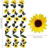 economico Fiore finti-Confezione da 3 ghirlande di girasoli artificiali, 7,5 piedi/filo di girasoli di seta appesi, fiori rampicanti con foglie verdi per la stanza, la cucina, il giardino, il compleanno, il matrimonio, il