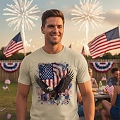  Patriótico Japonesa/Curta Graphic Tee EUA Retro Vintage Patriótico Camiseta 1776-2026 para Unisexo Adulto Impressão 3D  para Dia da Independência 4 de julho Festa