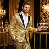 economico Cime-Disco Anni '80 Completi &amp; Blazer Blazer con Colletto a Revers Risvolto a punta Normale Disco Paillettes Costume Per uomo Halloween Mascherata Club Feste Parata dell'Orgoglio Adulti Cappotto