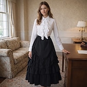 abordables Conjuntos-Conjunto Elegante Medieval Renacimiento Hasta el Tobillo Falda Blusa / Falda Larga Princesas Dama Corte A Disfraz Mujer Fantasía Navidad Víspera de Todos los Santos Feria del Renacimiento LARP Adulto